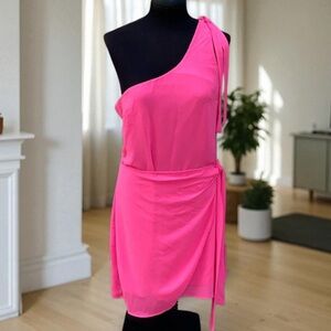 Elegant Pink One Shoulder Dress